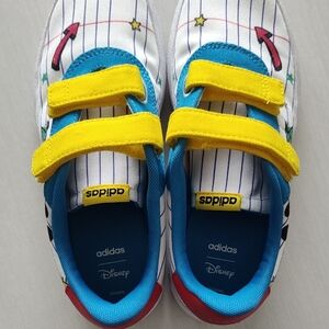 NWOT Adidas Yellow and Blue Cartoon Sneakers with Velcro Straps